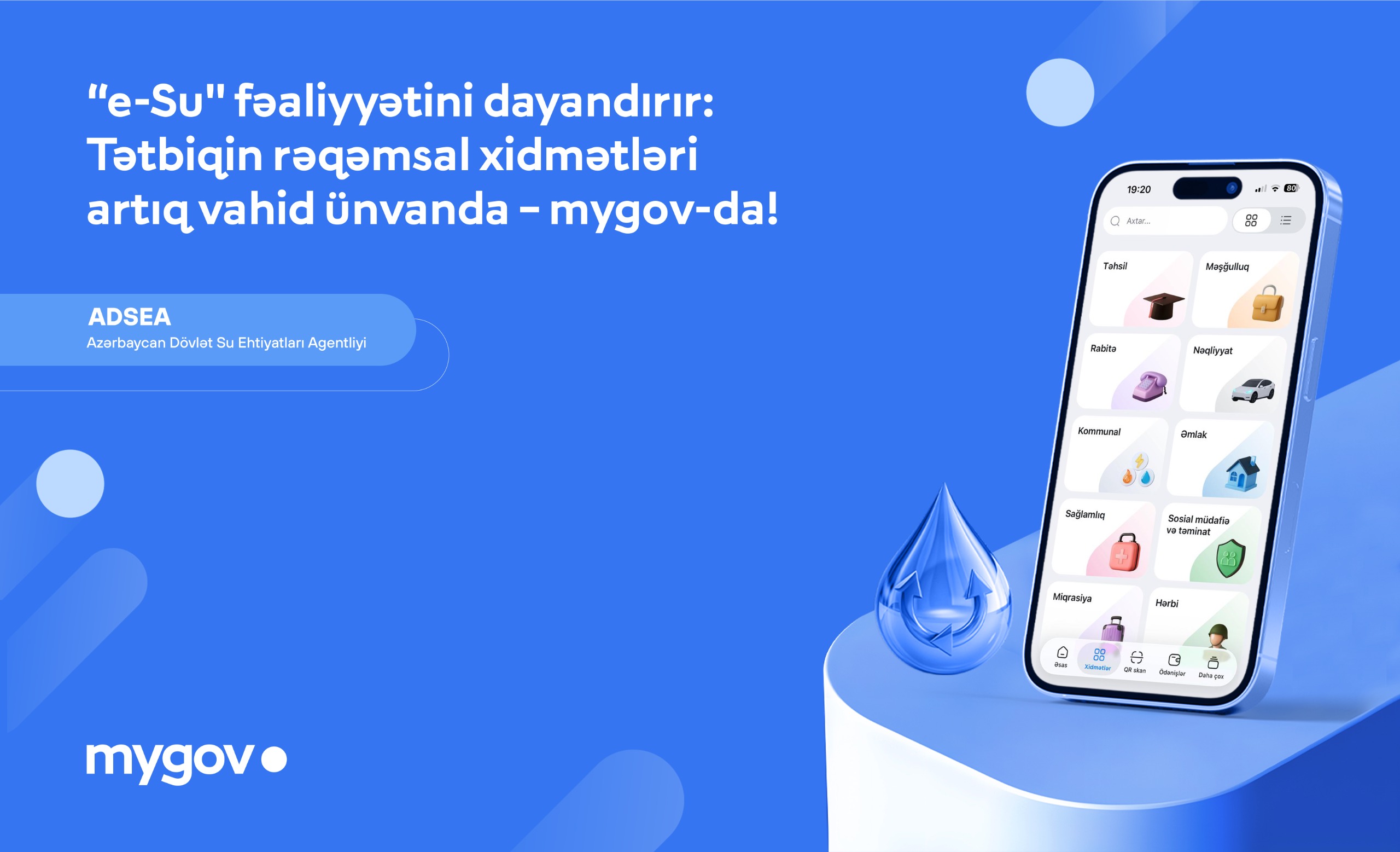 “e-Su” mobil tətbiqi  “mygov” platformasına inteqrasiya olunacaq