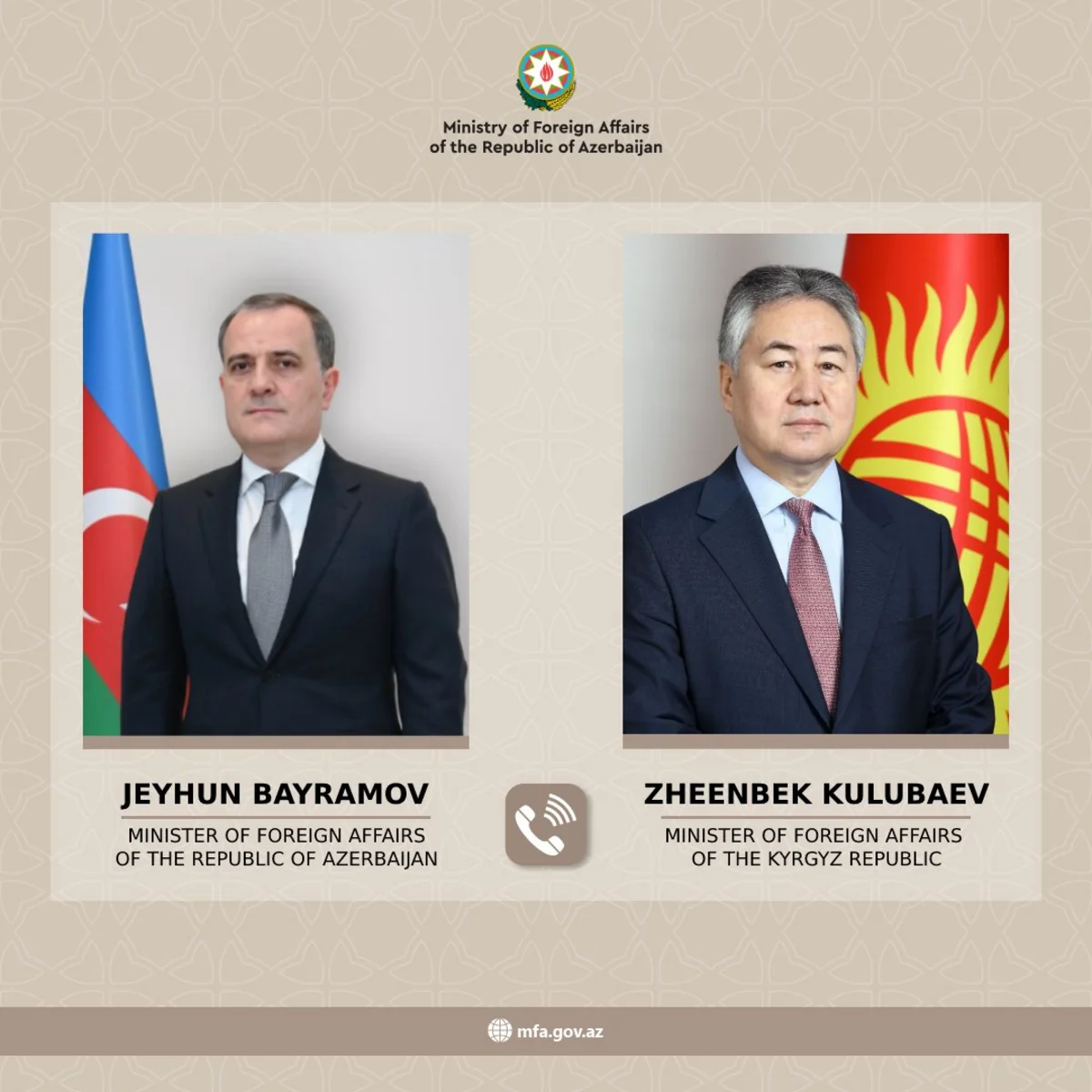 Ceyhun Bayramov qırğızıstanlı həmkarını təbrik edib
