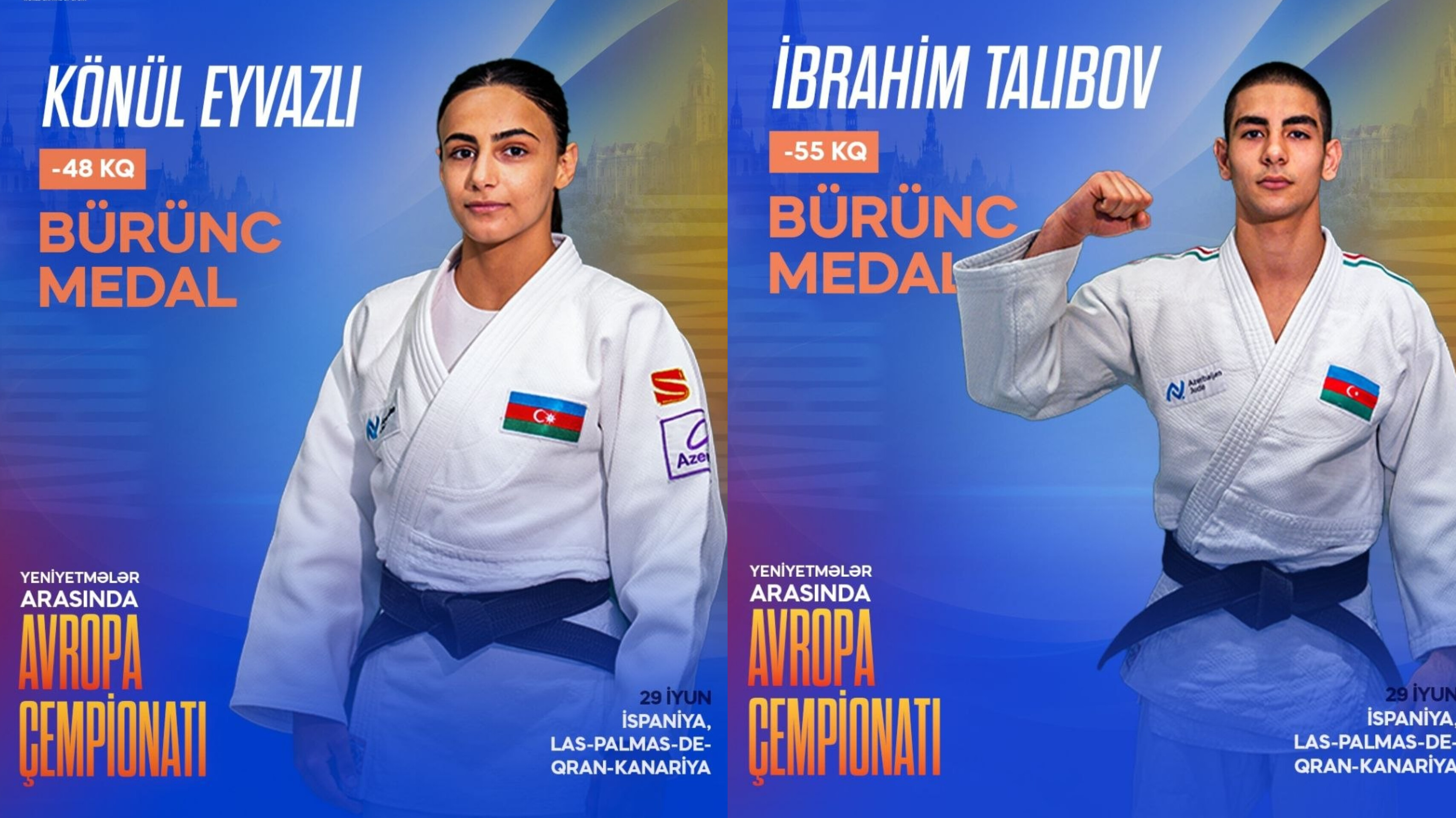 Avropa çempionatı: Azərbaycanın iki cüdoçusu bürünc medal qazandı