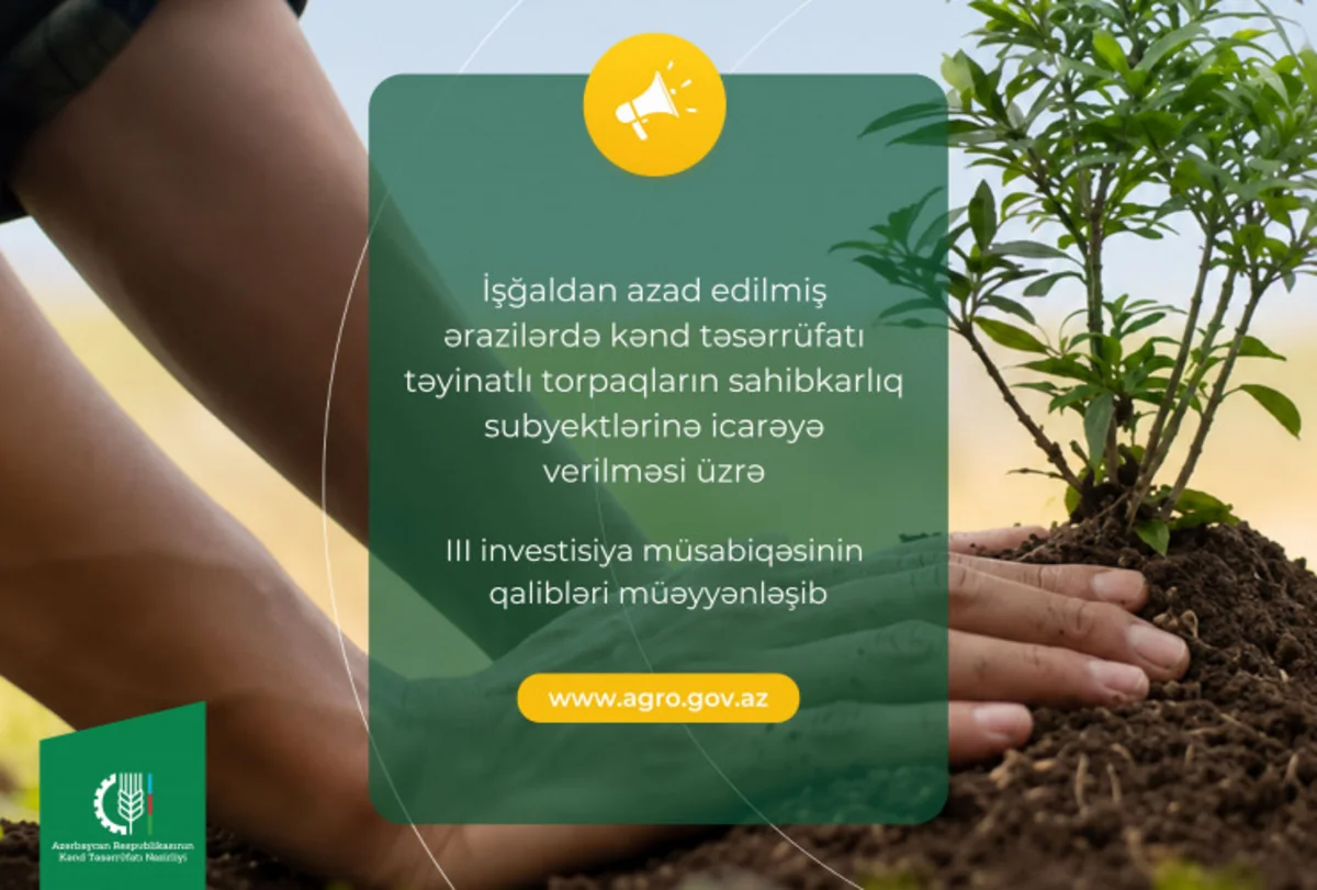 Azad edilmiş ərazilərdə torpaqların icarəsi: III investisiya müsabiqəsinin nəticələri təsdiqlənib