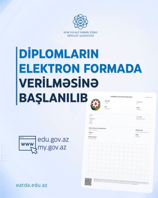 Ali təhsil pilləsində məzunlara elektron diplomların verilməsinə başlanılıb