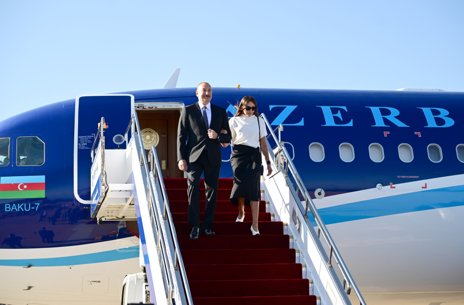 President Ilham Aliyev arrives in Kyrgyzstan for state visit