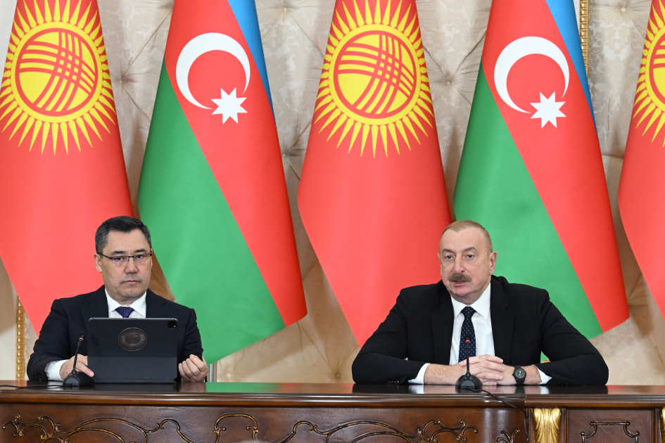 Azərbaycan və Qırğızıstan prezidentləri mətbuata bəyanatlarla çıxış edirlər