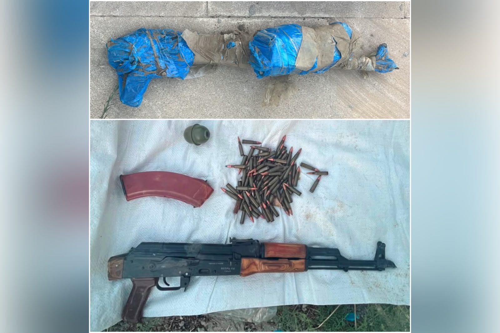 Digahda torpağa basdırılaraq gizlədilmiş "Kalaşnikov" markalı avtomat silah tapılıb
