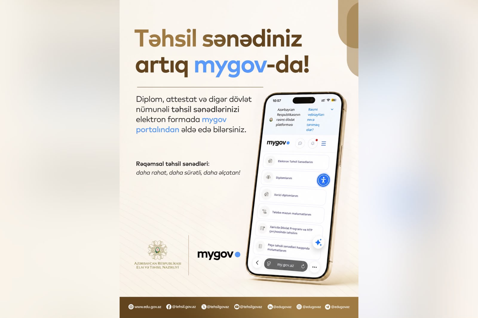 Təhsil sənədləri artıq myGov-da!