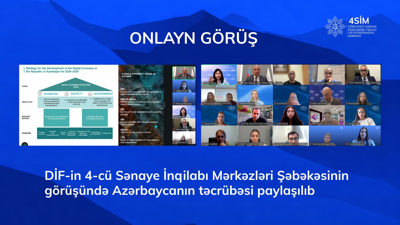 DİF-in 4-cü Sənaye İnqilabı Mərkəzləri Şəbəkəsinin görüşündə Azərbaycanın təcrübəsi paylaşılıb