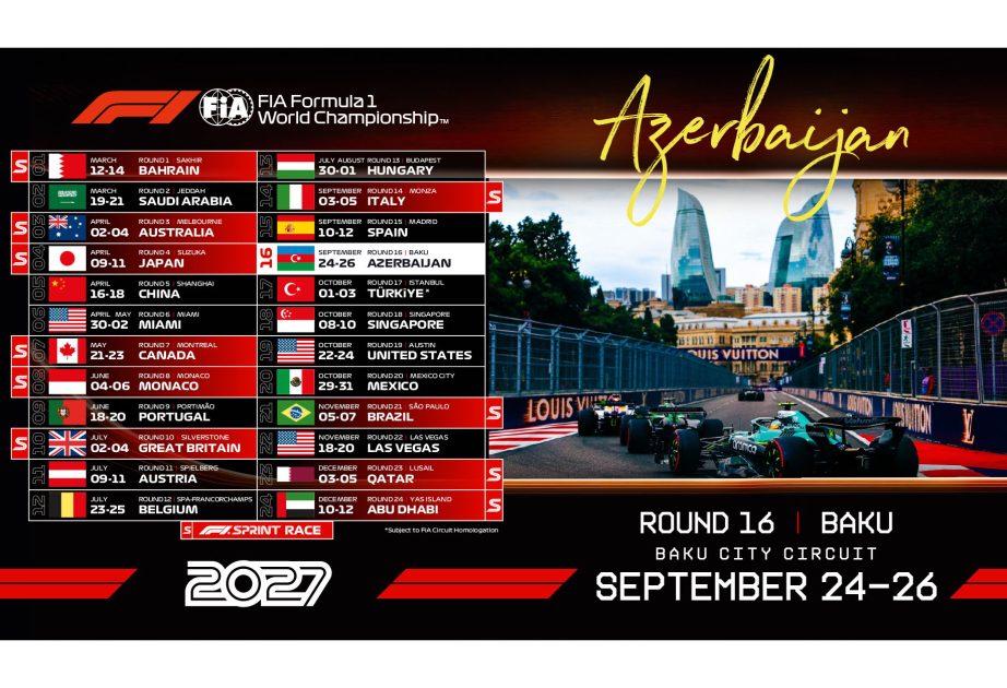 2027-ci il Formula 1 Azərbaycan Qran-prisinin tarixi açıqlanıb