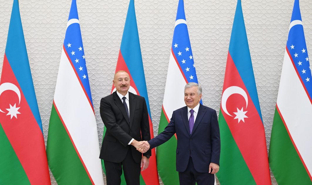 Video screened during meeting of Azerbaijani and Uzbek presidents