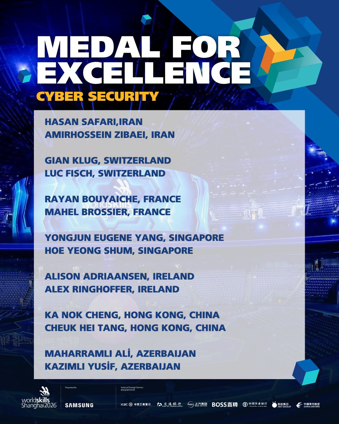 Azərbaycan “WorldSkills Shanghai 2026” beynəlxalq yarışında “Medal of Excellence” qazanıb