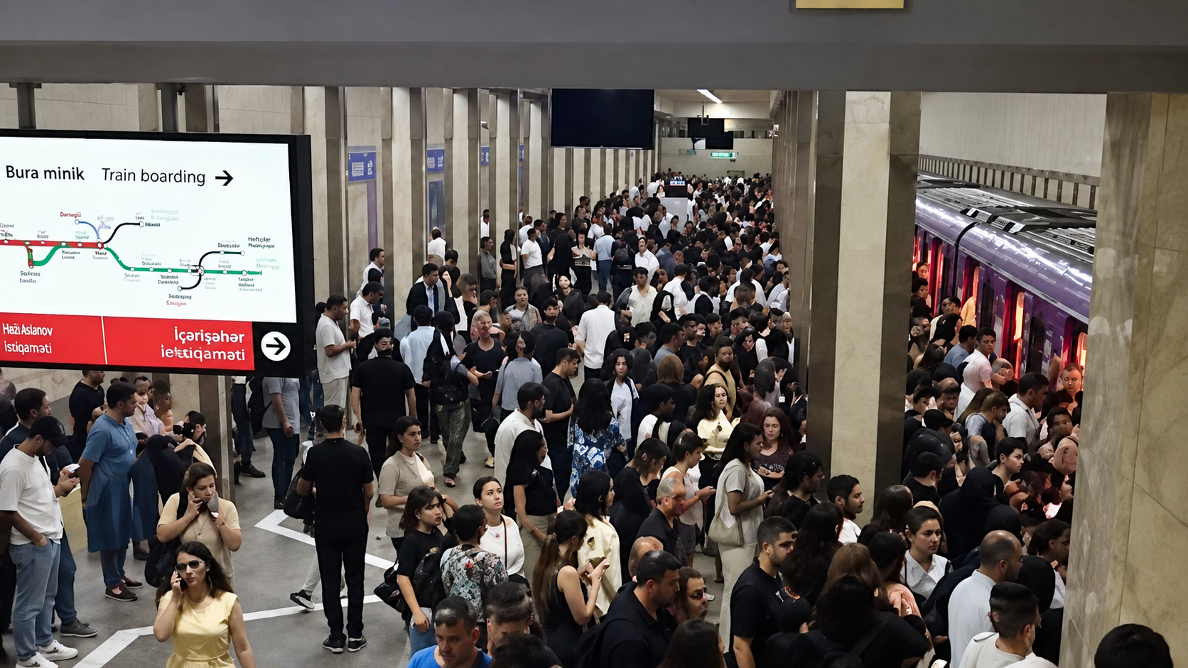 Bakı metrosunda qatarların hərəkətində problem yaranıb