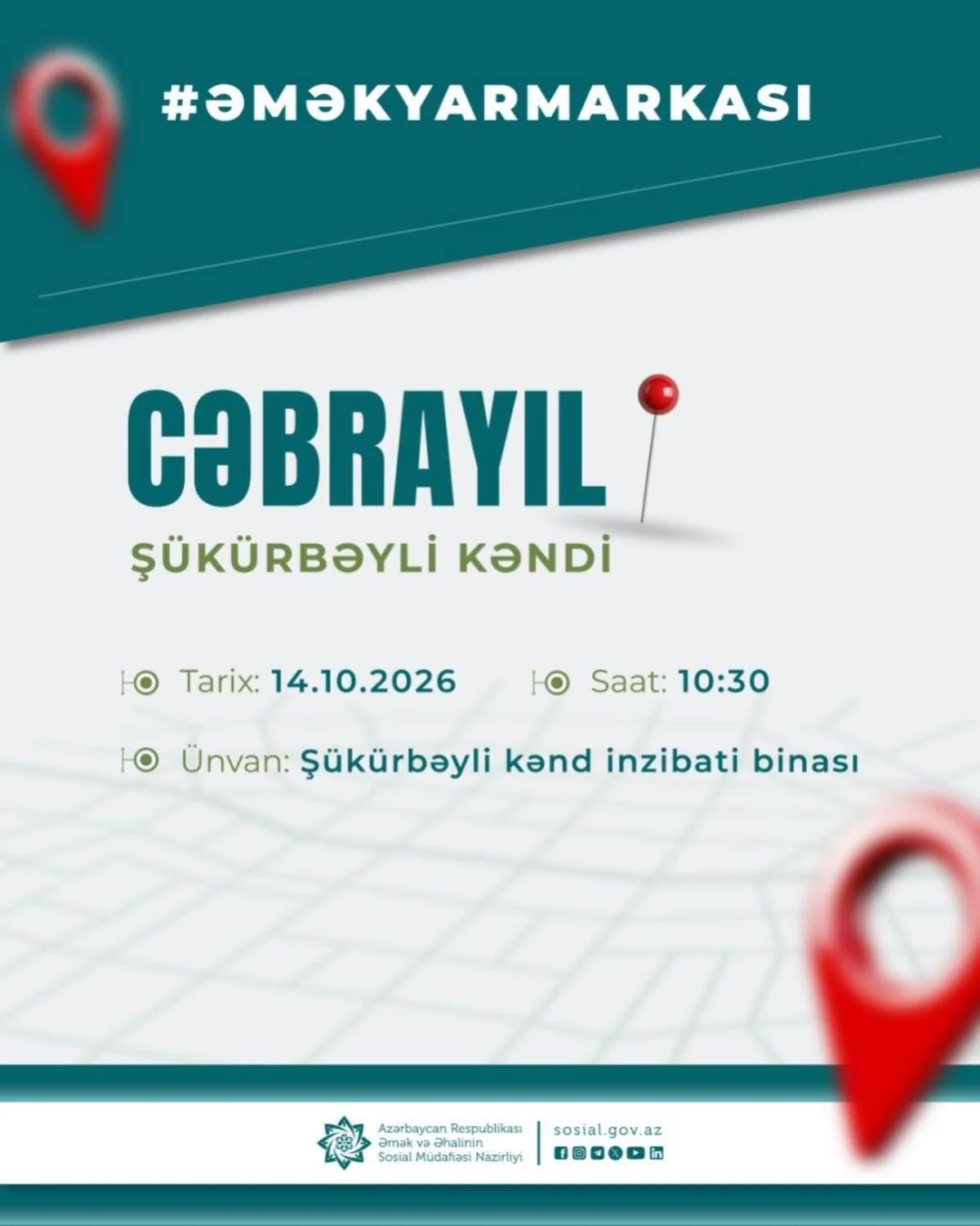 Cəbrayılın Şükürbəyli kəndində əmək yarmarkası olacaq