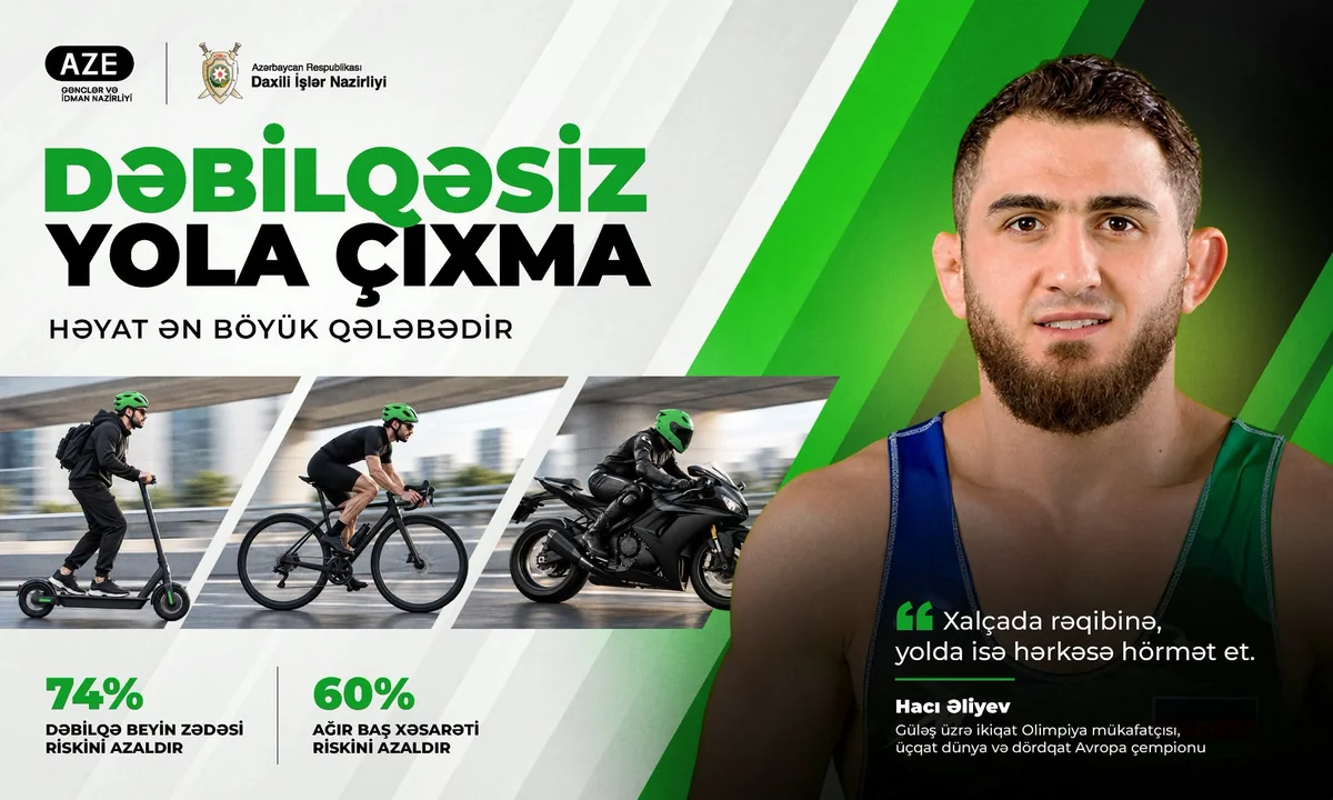 "Dəbilqəsiz yola çıxma - həyat ən böyük qələbədir" maarifləndirmə kampaniyasına start verilib
