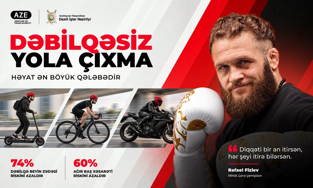 "Dəbilqəsiz yola çıxma - həyat ən böyük qələbədir" maarifləndirmə kampaniyasına start verilib