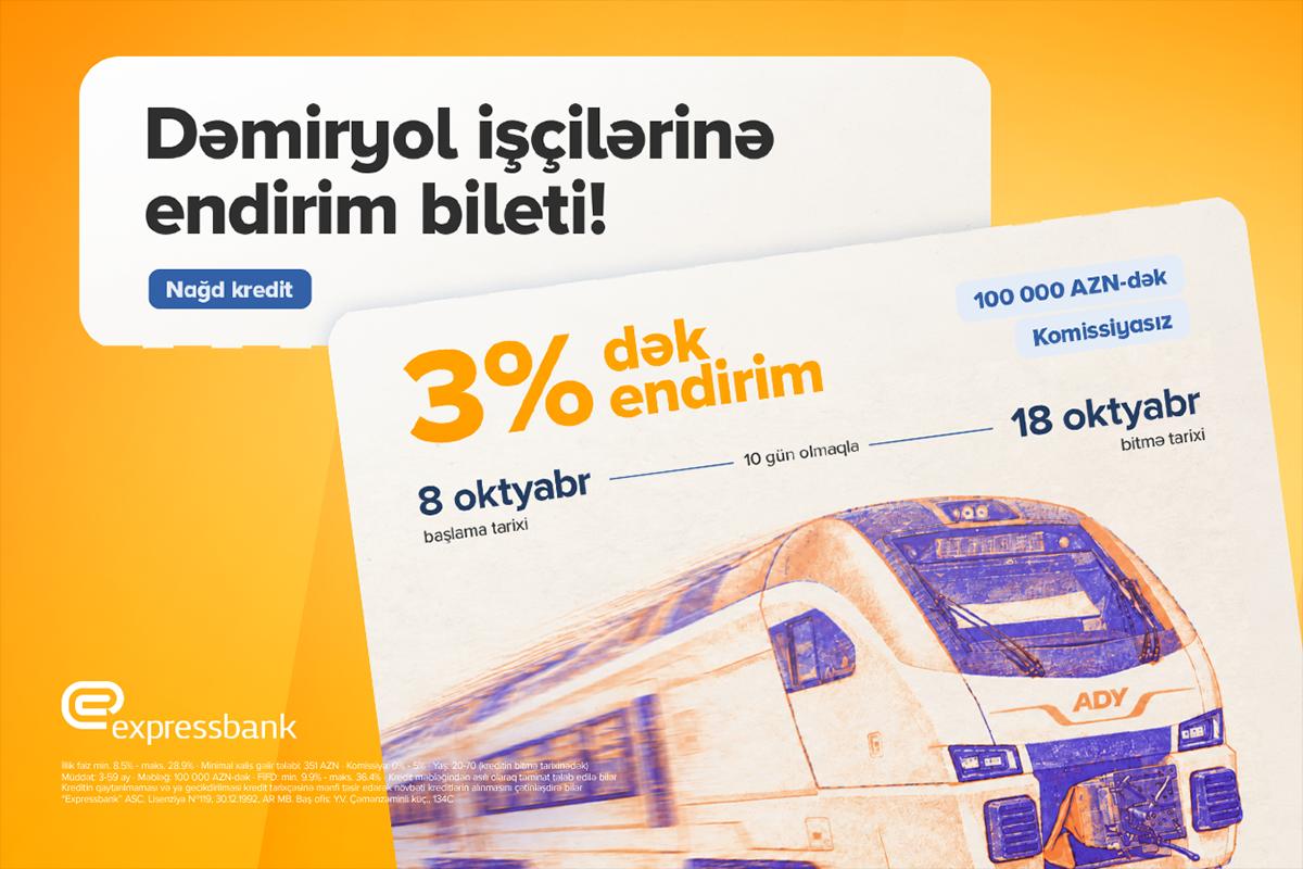 Dəmiryol işçilərinə min. 0% komissiya ilə 100 000 AZN-dək kredit