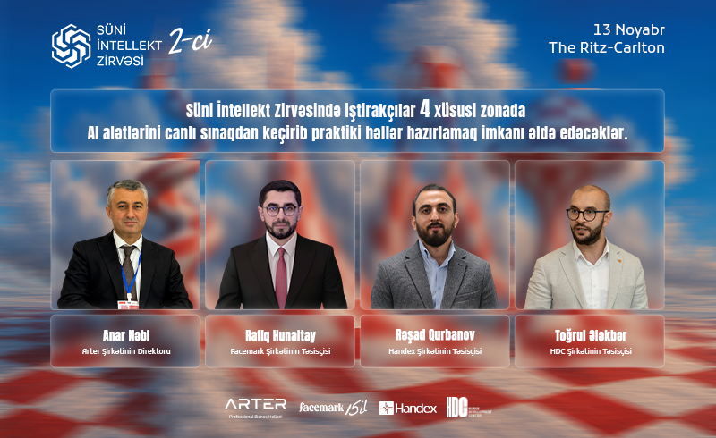 Süni İntellekt Zirvəsində iştirakçılar 4 xüsusi zonada AI alətlərini canlı sınaqdan keçirib praktiki həllər hazırlamaq imkanı əldə edəcəklər