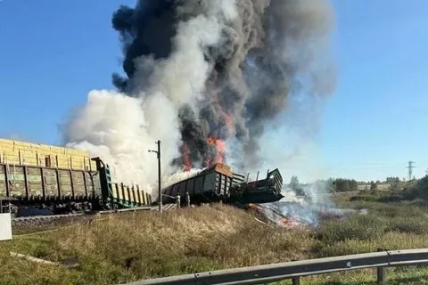 Rusiyanın Sverdlovsk vilayətində 39 yük vaqonu relsdən çıxıb