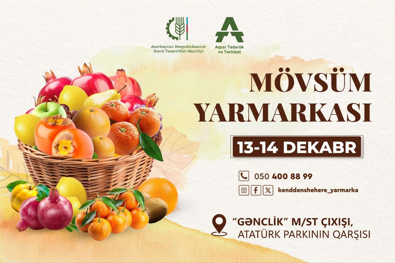 Sabah Bakıda növbəti “Mövsüm yarmarkası” təşkil olunacaq